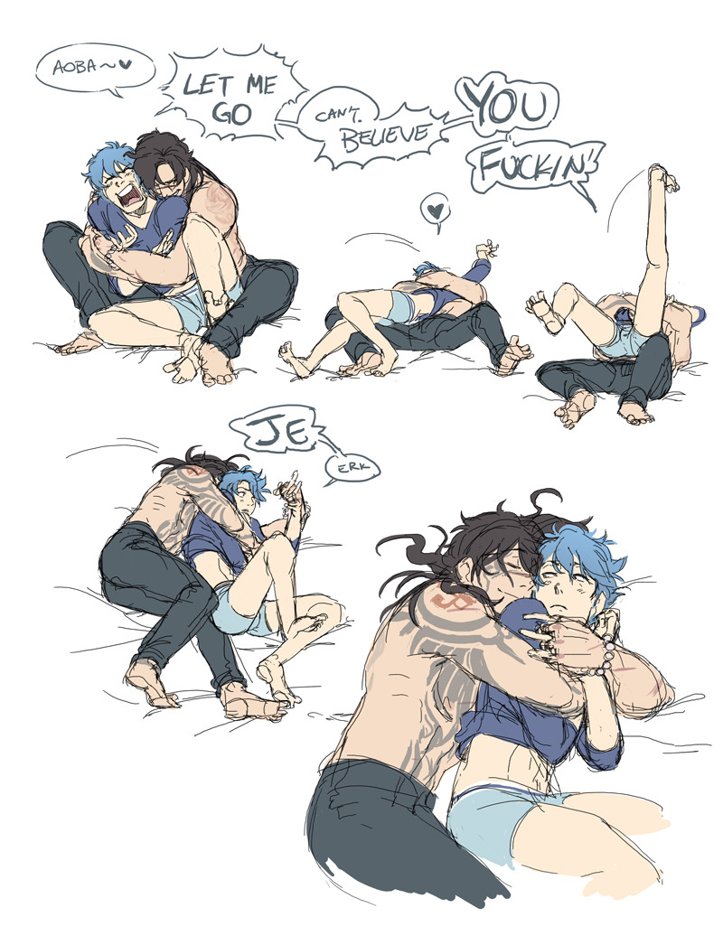 chirart:  Dramatical Murder, Koujaku/Aoba. Warm-ups.