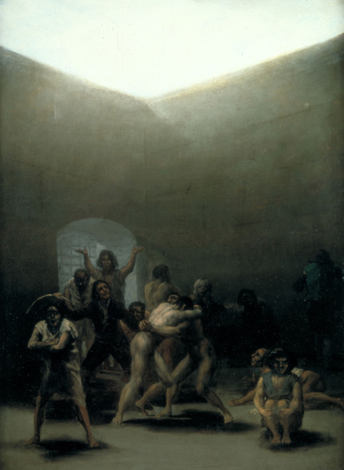 gothpaisley:Francisco Goya, Courtyard with Lunatics,1793–94. Oil on canvas, 17¹/₄” × 12⁷/₈”.