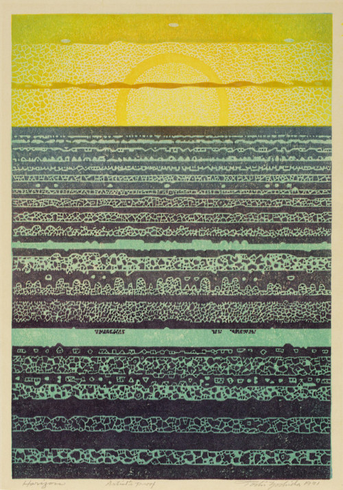 Yoshida Tōshi, Horizon, 1970Woodblock print (woodcut ink and color on paper