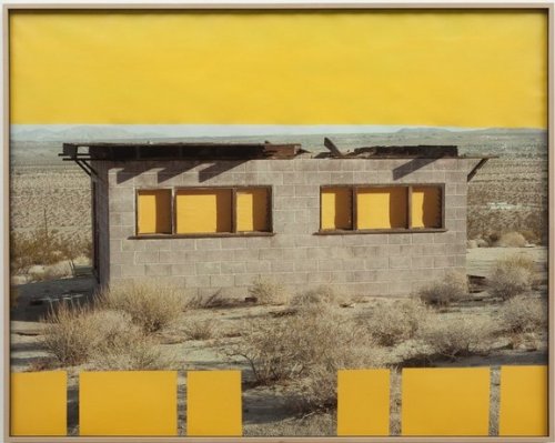 museumuesum:  Sam Falls Untitled (House, Red and Yellow, Joshua Tree, CA), 2012, enamel on archival pigment print, 44 x 55-½ inches Untitled (House, Red and Blue, Joshua Tree, CA), 2012, enamel on archival pigment print, 44 x 55-½ inches