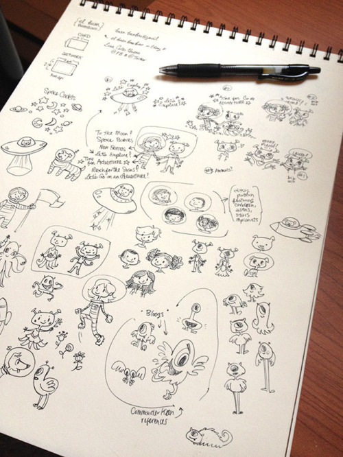 Lots of tiny sketches for the Little Cosmonauts line - Commander Keen just might be some of the best