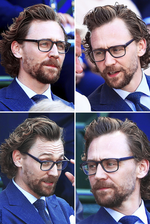 clintfbarton:  Tom Hiddleston attends the men’s singles final on day thirteen of the Wimbledon