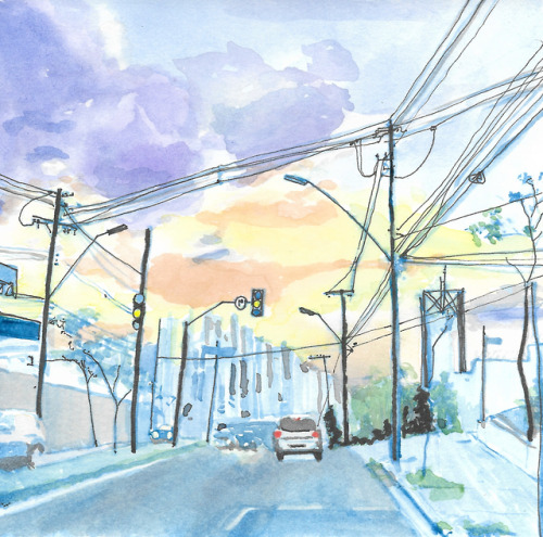 Watercolor of Belo Horizonte, Brazil. #watercolor #brazil #penandink