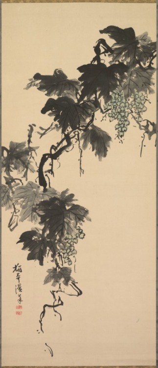 cma-japanese-art: Grapes, Baikan Sugai, 1800s, Cleveland Museum of Art: Japanese ArtThis loose compo