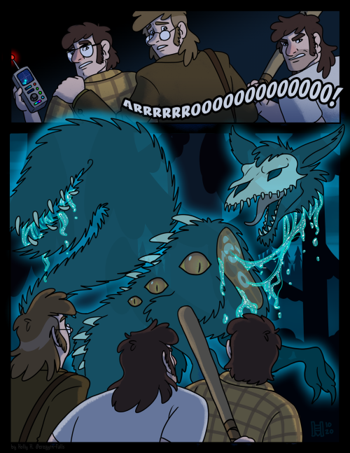 eregyrn-falls-art:The MYSTERY TRIO in “Not, In Fact, a Ghost Story”!WHEW.This comic has been a long 