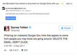 wilwheaton: the-future-now:  There’s a big Google Docs email scam going around. Here’s what to do if you received it. Many people — namely  individuals in media — are reporting that they’ve received emails that  appear to be sent from someone