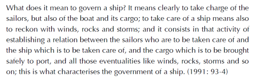 Foucault on the ship as model for governmentality/JPG on the stripe