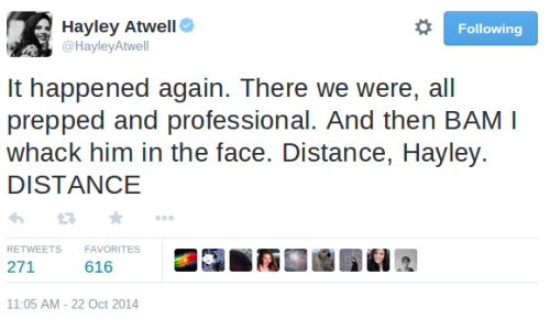 artekka:nemhaine42:Hayley Atwell hitting people and breaking things on set“Hayley Atwell punched me 