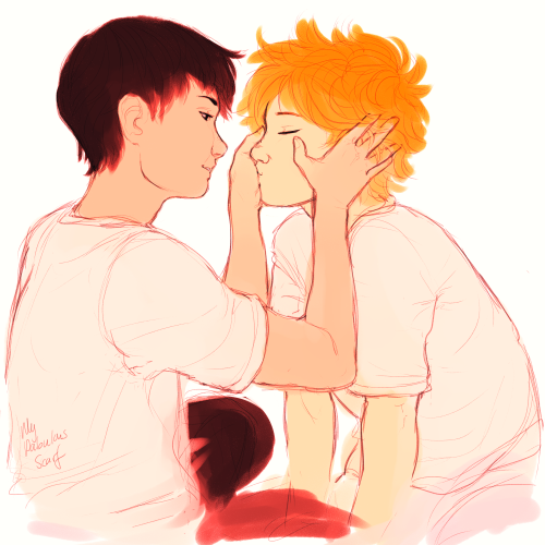 mypabulousscarf: a bunch of kagehina kisses for no reason other than im weak an tired