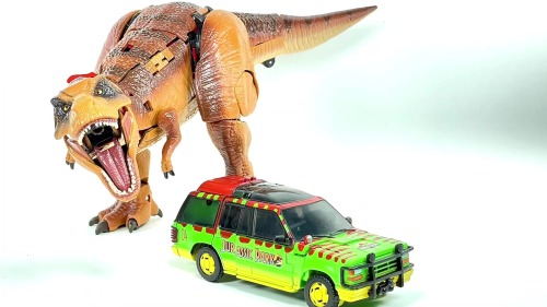 Transformers x Jurassic Park Tyrannocon Rex and JP93 in-hand images.