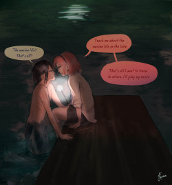 bhavna-madan:  Merman x Hogwarts AU [double the excitement] inspired by @narutos-smile-saved-me‘s fic on AO3The first picture is official in the story and the rest are my headcanons, since such an angst-lover author is probably not going to end the