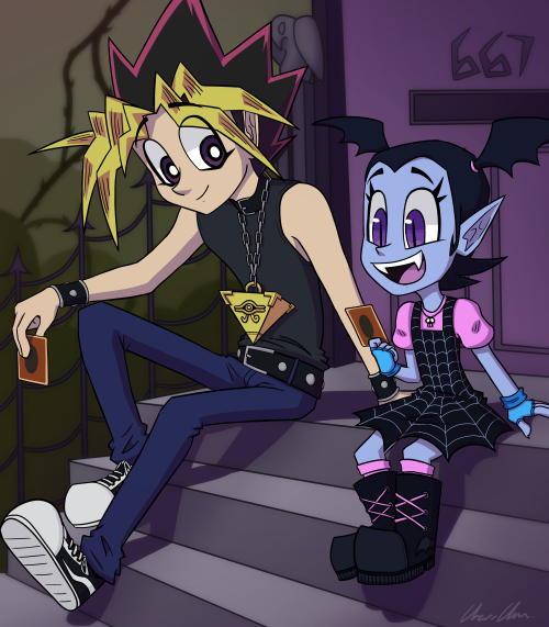 i spent 7 hours on this so i legit gave up on the background lol but heres Yugi and Vampirina being 