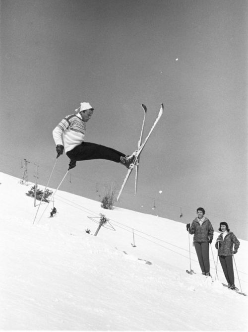 centralidahohistory:Bill Janss pulling a stunt, circa 1960 From the Dorice Taylor papers 