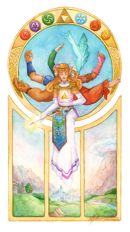 illumiart:     Nayru’s Chosen   the Young Princess, the Last Sheikah, the Leader of the Sages and Holder of Wisdom watercolor on fabriano cold pressplease do not remover artist’s comment and/or repost 