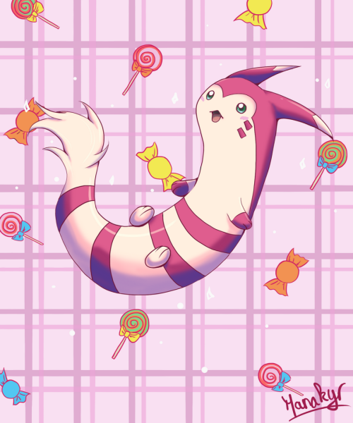 manakyr:Furret and candies!A little shiny Furret/Fouinar with some candies! Love this little one.