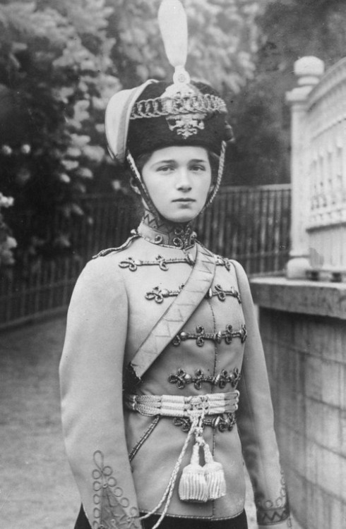 teatimeatwinterpalace:Grand Duchess Olga Nikolaevna in uniform of Colonel-in-Chief of the Russian Hu