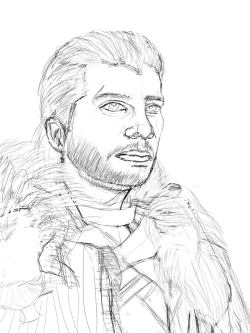 Here’s a preliminary sketch for a Jon drawing I’m working on. The idea is that Jon is contemplating 