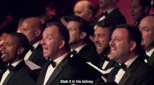 dxstihell:  nowwheresmynut:  schmoyoho:  In which a children’s choir, grown-up choir, orchestra, dancing paper-mache-head Shia LaBeoufs, and aerialists perform a song about Shia LaBeouf’s gruesome cannibalistic nature TO SHIA LABEOUF. Thank goodness