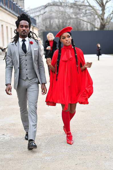 amuzed1:PARIS, FRANCE - MARCH 03: Janelle Monae and Nate‘Rocket’ Wonder attend the Valentino show as