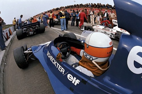 Rough cockpit…Jody Scheckter (Elf Team Tyrrell) at the 1975 Belgian Grand Prix at Zolder.