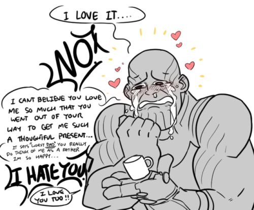 thezombiedogz:  Listen if no one else is going to make the bad dad Thanos content I guess I’ll just do it all myself. bonus:  lol XD