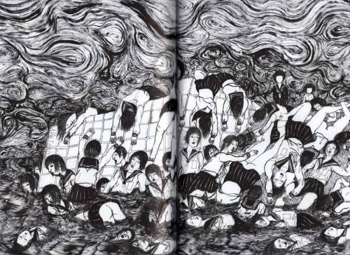 Schoolgirl chaos by Daisuke Ichiba. Printed in his latest book BADADOOR. Signed copies available for