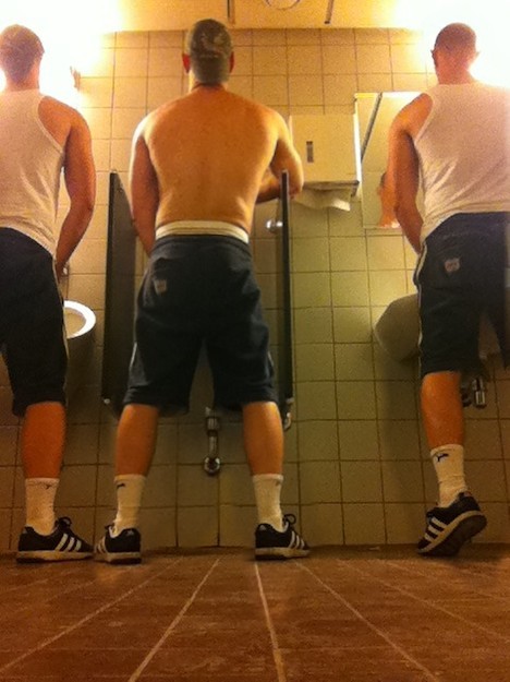 threeboysloving:  Love the dude pissing in the sink while looking at himself in the