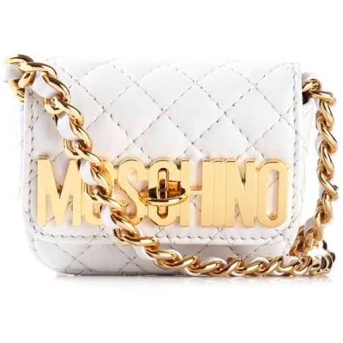 Moschino mini quilted crossbody bag ❤ liked on Polyvore (see more white leather purses)