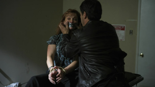 gaggedactresses: Lauren Holly tape-gagged and bound in TV movie Abducted (Layover).
