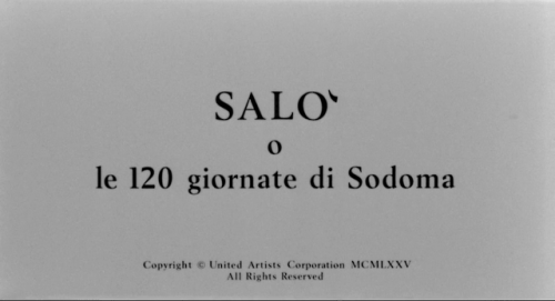  Salò, or the 120 Days of Sodom (1975)Directed by Pier Paolo PasoliniCinematography by Tonino Delli 