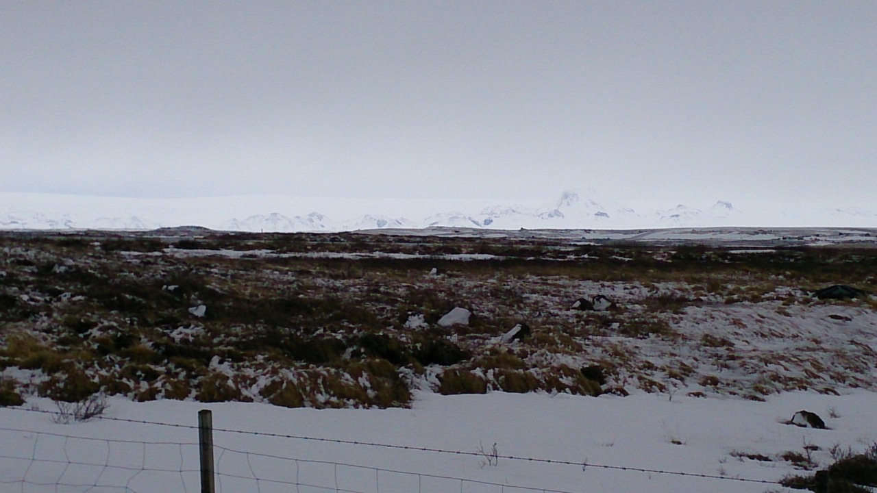 View towards the mountains from Gullfoss waterfall.