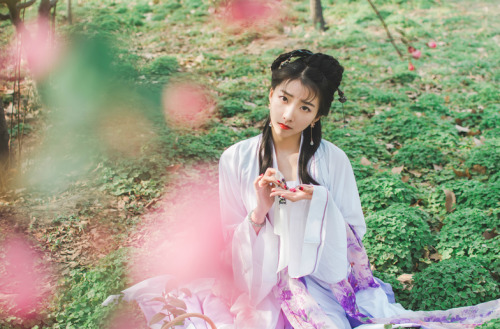 Traditional Chinese clothes, hanfu. Type: ruqun襦裙. Inspired by the heroine Lin Daiyu林黛玉 in Dream of 