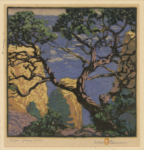 spacecamp1:Gustave Baumann, Pinon - Grand Canyon, 1921, Color woodcut