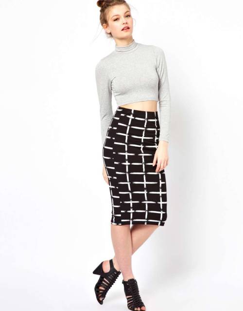 A Wear Midi Check Print Tube Skirt