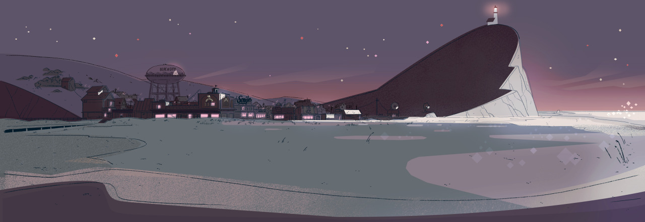 A selection of Backgrounds from the Steven Universe episode: “Frybo” Art Direction: