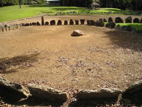 A Taíno batey (ball court), outlined with stones, in CaguanaCeremonial Ball Courts Site (Utuado, Pue