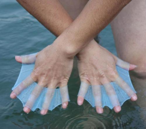xarvist - odditymall - These webbed finger swimming fins would...