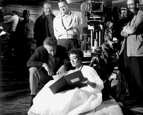 clubmyrtlemae: nicholas ray and joan cawford on the set of “johnny guitar”. That was the