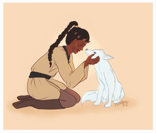 Padawan Niraya meeting the young loth wolf