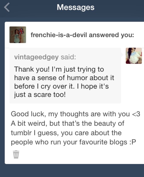 One of the cutest responses I’ve gotten about this cancer scare.