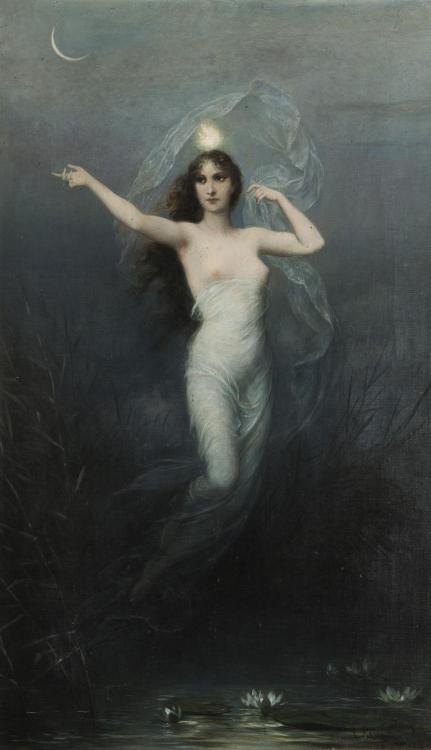 cimmerianweathers:Morning and Luna, by Carl Schweninger the Younger, 1903. Oil on canvas.