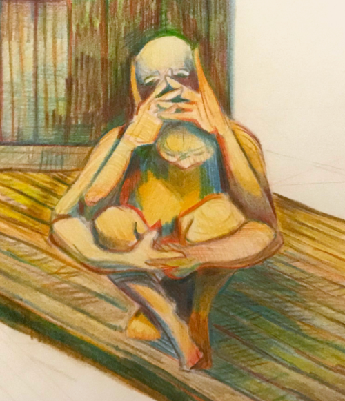  10/10/20isolation in august 9″ x 12″colored pencil on bristolhaha yeah some non-fandom art for the 
