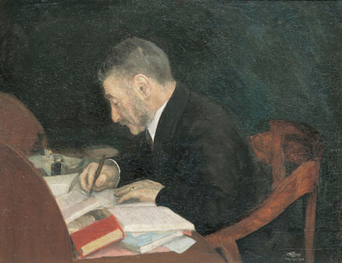 Dr. AS van Oven, working at the cylinder desk  -   Coen van Oven ,1900.Dutch, 1883-1963Oil on canvas