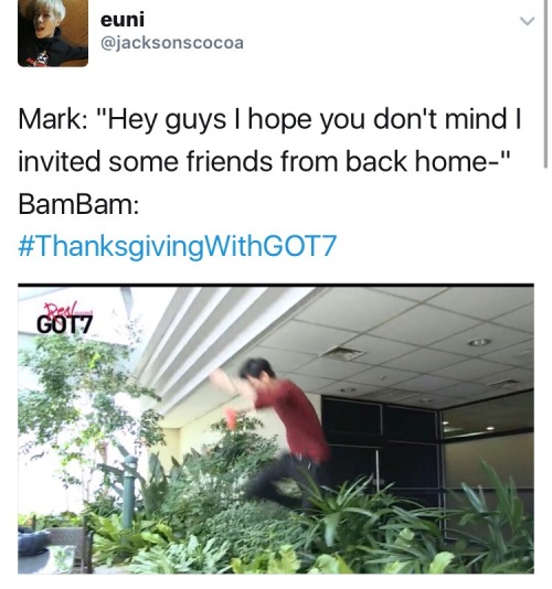 imarkson: #thanksgivingwithgot7: dragging mark’s snake friends edition
