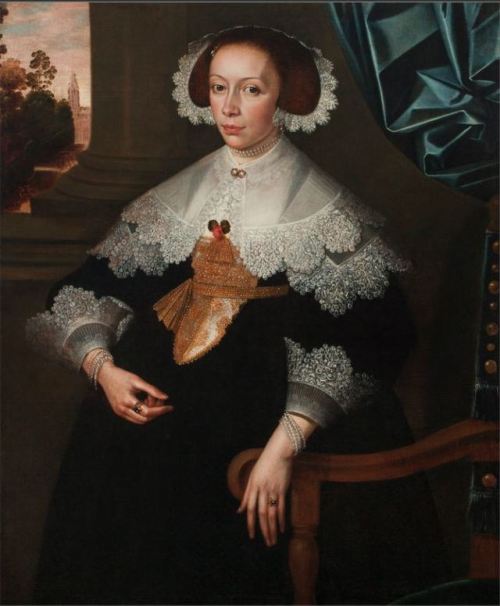Portrait of Florence-Marguerite de Renesse-Warfusée, Countess of Grimbergen by Frans Denys, 1641