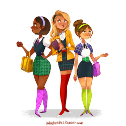 lulusketches:  more characters from my current personal project! the baddest bitches at Laney’s school. HASHTAG SQUAD 