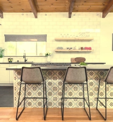 Kitchen - Midcentury Kitchen Inspiration For A Mid-sized Mid-century Modern Galley Slate Floor And Black