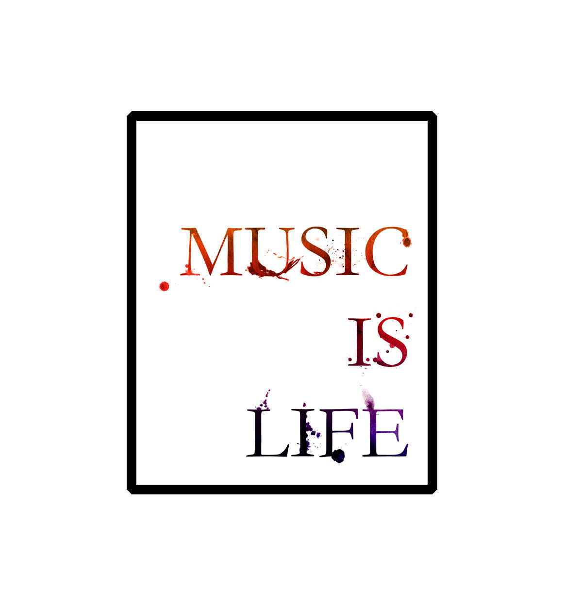 canvaspaintings:  Music is life / Typographic print Music art Watercolor print Watercolor