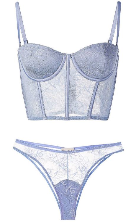 Fleur du Mal | Bouquet Lace • pastel sky bustier + cheeky knickers 