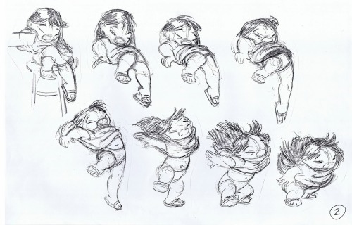 wannabeanimator:  Animation roughs by Andreas Deja for a test scene of Lilo & Stitch